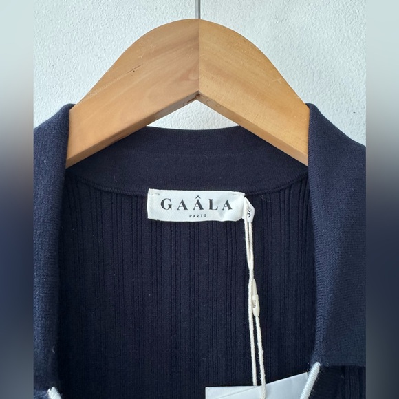 Gaala Paris Lizette Midi Knit Dress NWT Navy and Creme Button-Down Dress - Picture 4 of 15